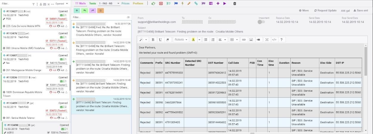 Trouble Tickets System (TTS) – Automated System for technical requests processing